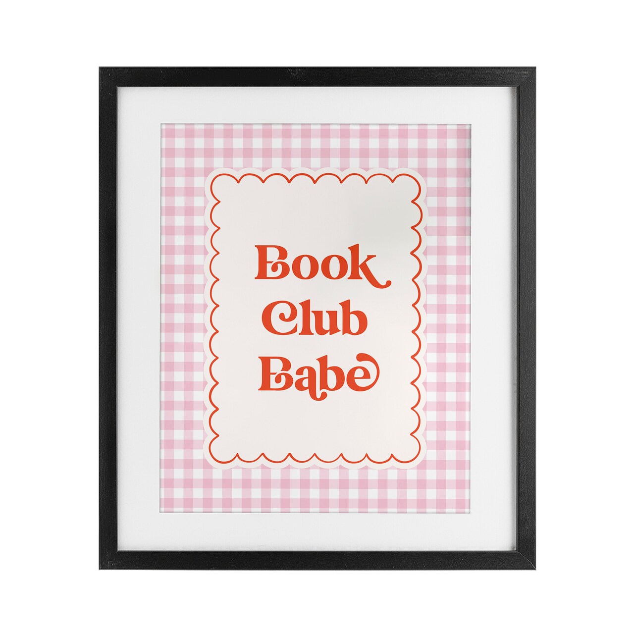 Stupell Industries Book Club Babe Gingham Framed Print Under Glass, design by Nadia Hassan